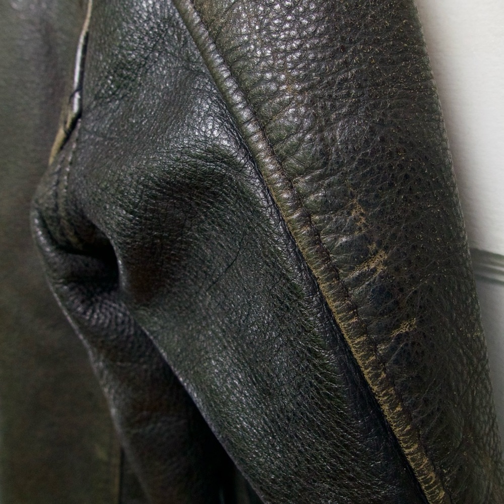 Schott NYC Black Leather Motorcycle Bomber Jacket with Silver Hardware - Picture 8 of 9
